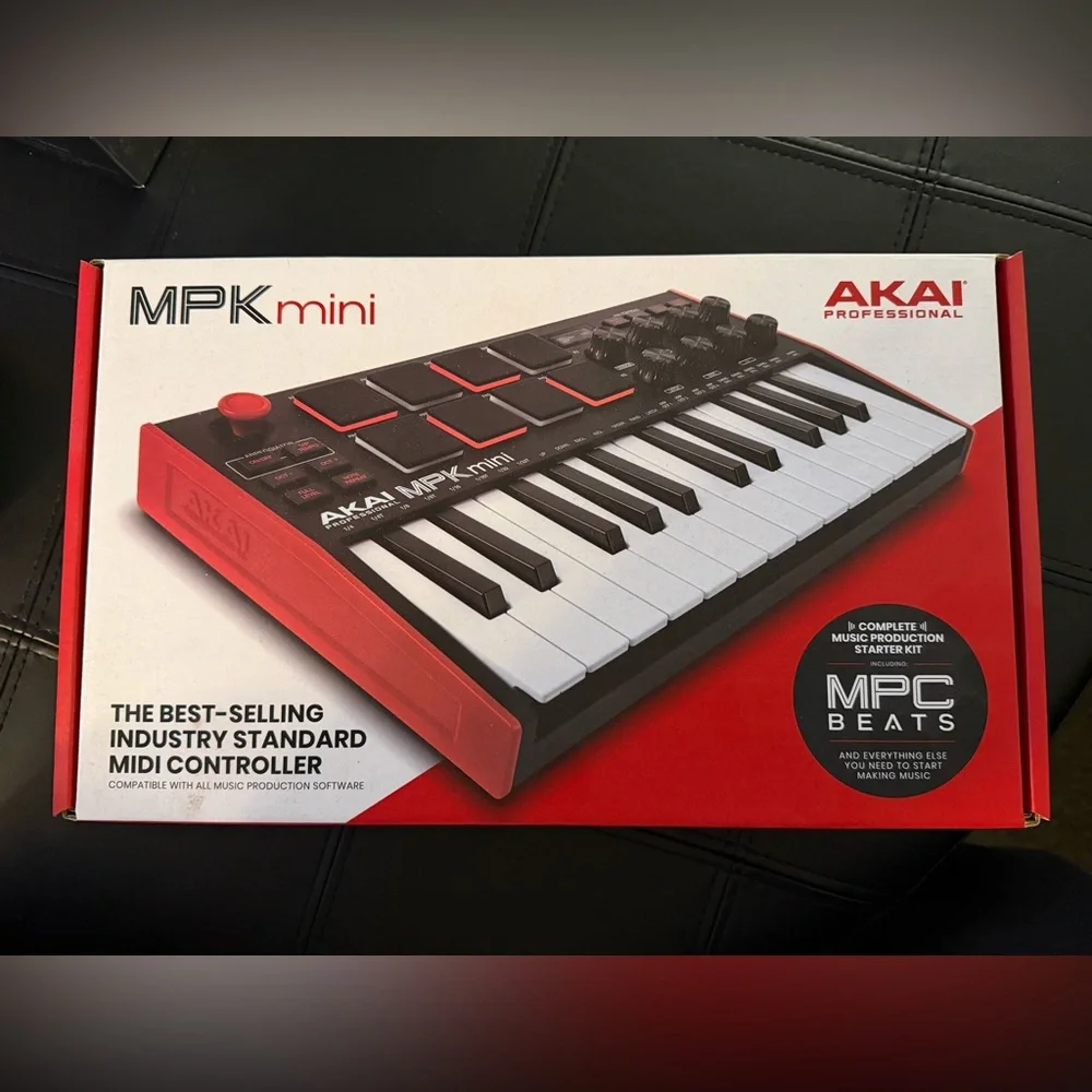 AKAI MPK Mini Compact MIDI Keyboard Controller - Black & Red